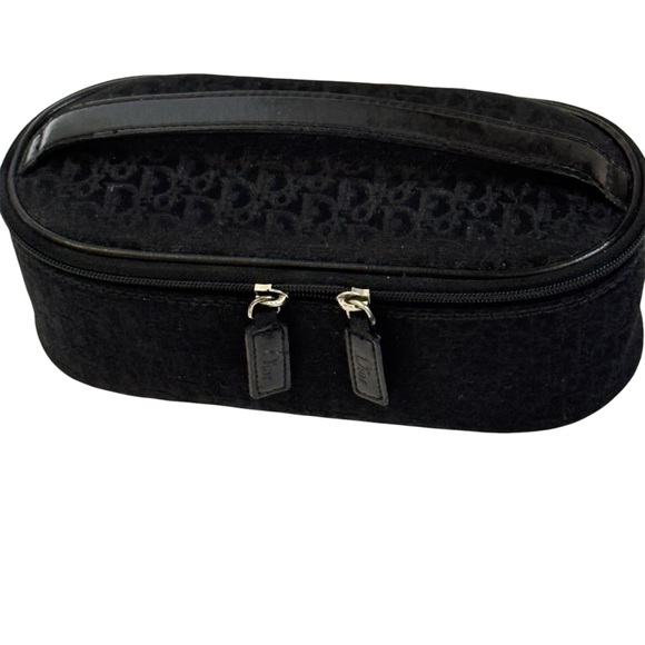 VTG Christian Dior Trotter Black Vanity Makeup Case Pouch . Double Zip Around - Picture 1 of 7